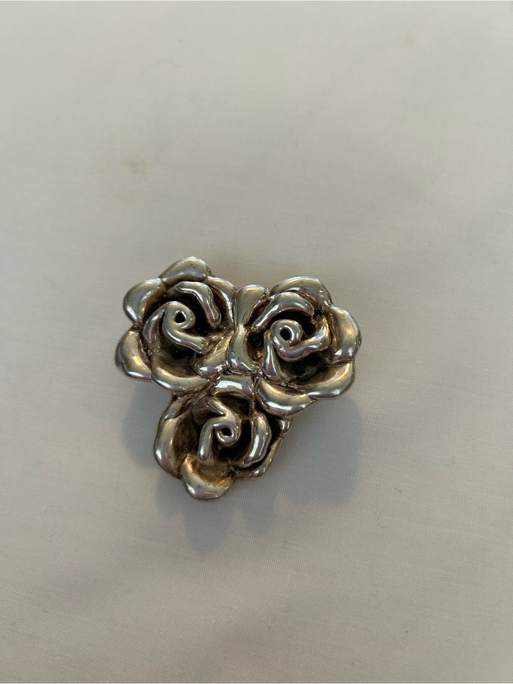 Silver Floral Trio Rose Brooch - Classic Women’s Jewelry